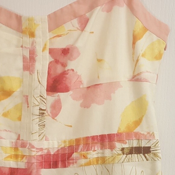 Ann Taylor Petite Cream Pink Floral Sun Dress - Picture 3 of 5